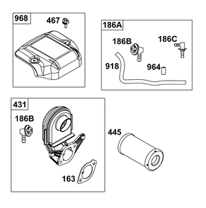 Air Cleaner Group Diagram and Parts List for 40R677-0019-B5 400000 - 699999 Briggs and Stratton Engine